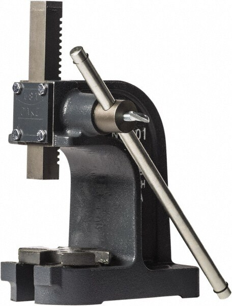 Pneumatic Arbor Press: 1" Ram, 3-1/2" Throat Depth, 1 Ton Pressure, 4-1/2" Max Work Height