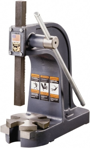 Pneumatic Arbor Press: 1-1/4" Ram, 7" Throat Depth, 3 Ton Pressure, 10-3/4" Max Work Height