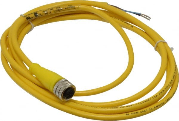 4 Amp, M12 Female Straight to Pigtail Cordset Sensor and Receptacle