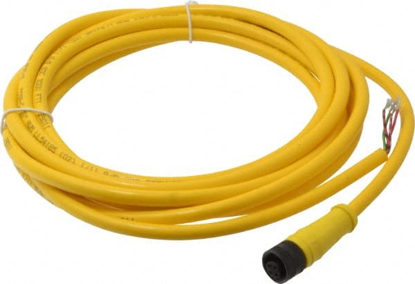 Brad Harrison 704000D02F120 4 Amp, 1/2-20 UNF Female Straight to Pigtail Cordset Sensor and Receptacle 