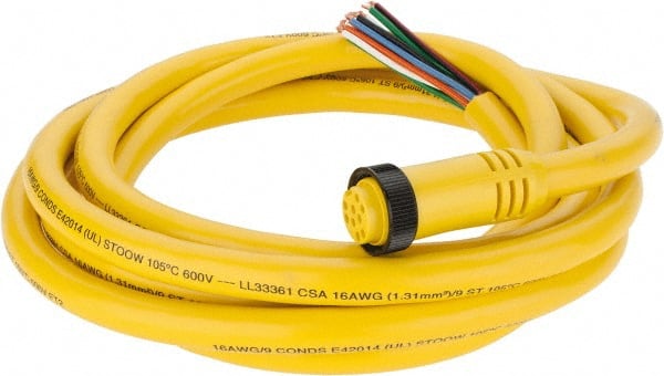 Brad Harrison 309000A01F120 7 Amp, Female Straight to Pigtail Cordset Sensor and Receptacle 