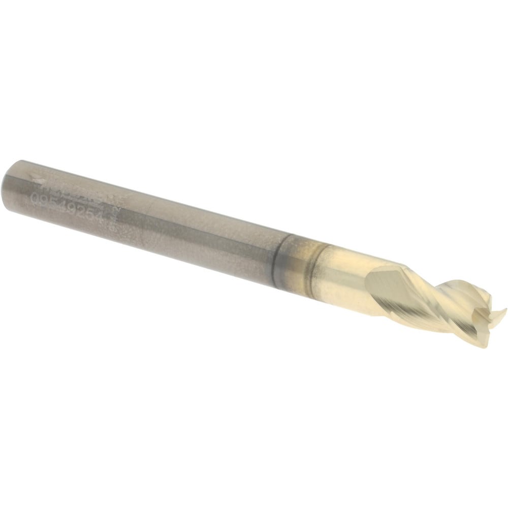 Accupro 35025006015C5 Corner Radius End Mill: 1/4" Dia, 3/8" LOC, 0.015" Radius, 3 Flutes, Solid Carbide 