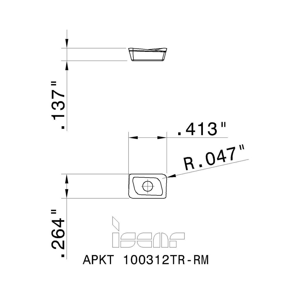 Iscar - Milling Insert: APKT 100312TR-RM IC910, Carbide - 09576778