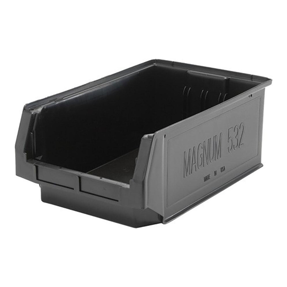 Stackbin Hopper With Lock Quantum Storage - Plastic Hopper Stacking Bin: Black | MSC Direct