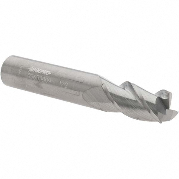 Accupro 12182061 Square End Mill: 1/2 Dia, 1 LOC, 1/2 Shank Dia, 3 OAL, 3 Flutes, Solid Carbide 