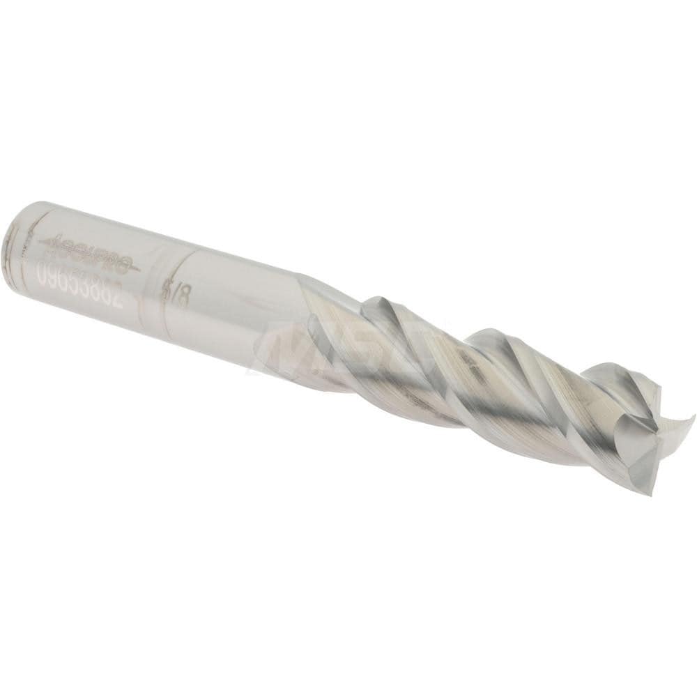 Accupro 12182226 Square End Mill: 5/8 Dia, 2-1/8 LOC, 5/8 Shank Dia, 4-5/8 OAL, 3 Flutes, Solid Carbide 