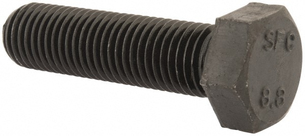Hex Head Cap Screw: M20 x 2.50 x 75 mm, Grade 8.8 Steel, Uncoated