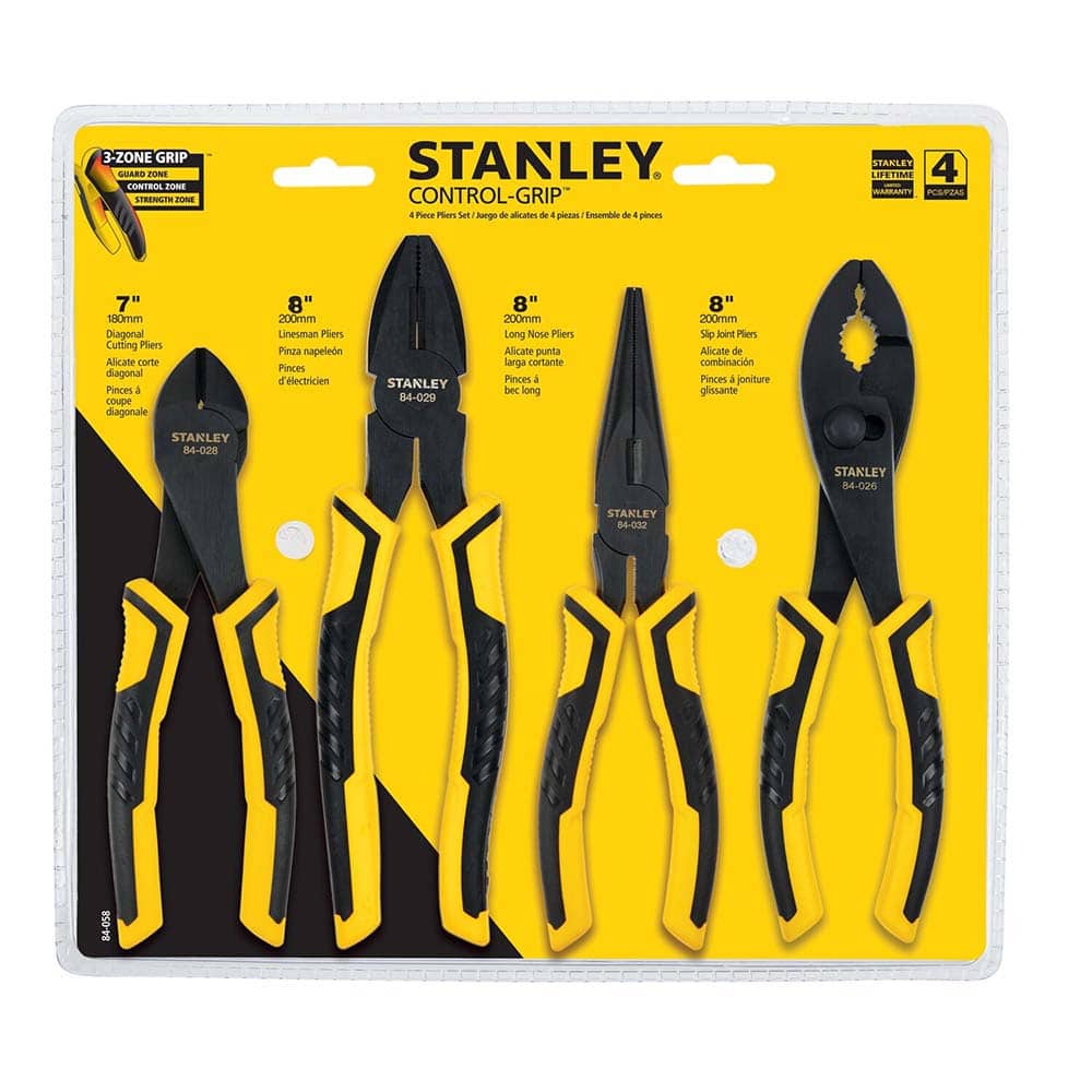 Stanley - Plier Set: 4 Pc, Assortment - 09682931 - MSC Industrial Supply