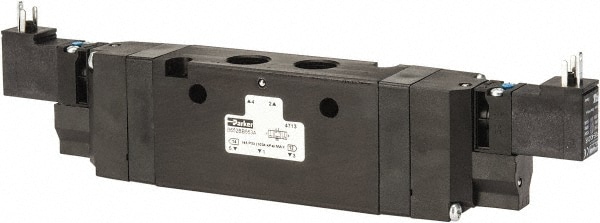 Parker B652BB553A Stacking Solenoid Valve: Double Solenoid, 4-Way, 3 Position, Solenoid Return Image