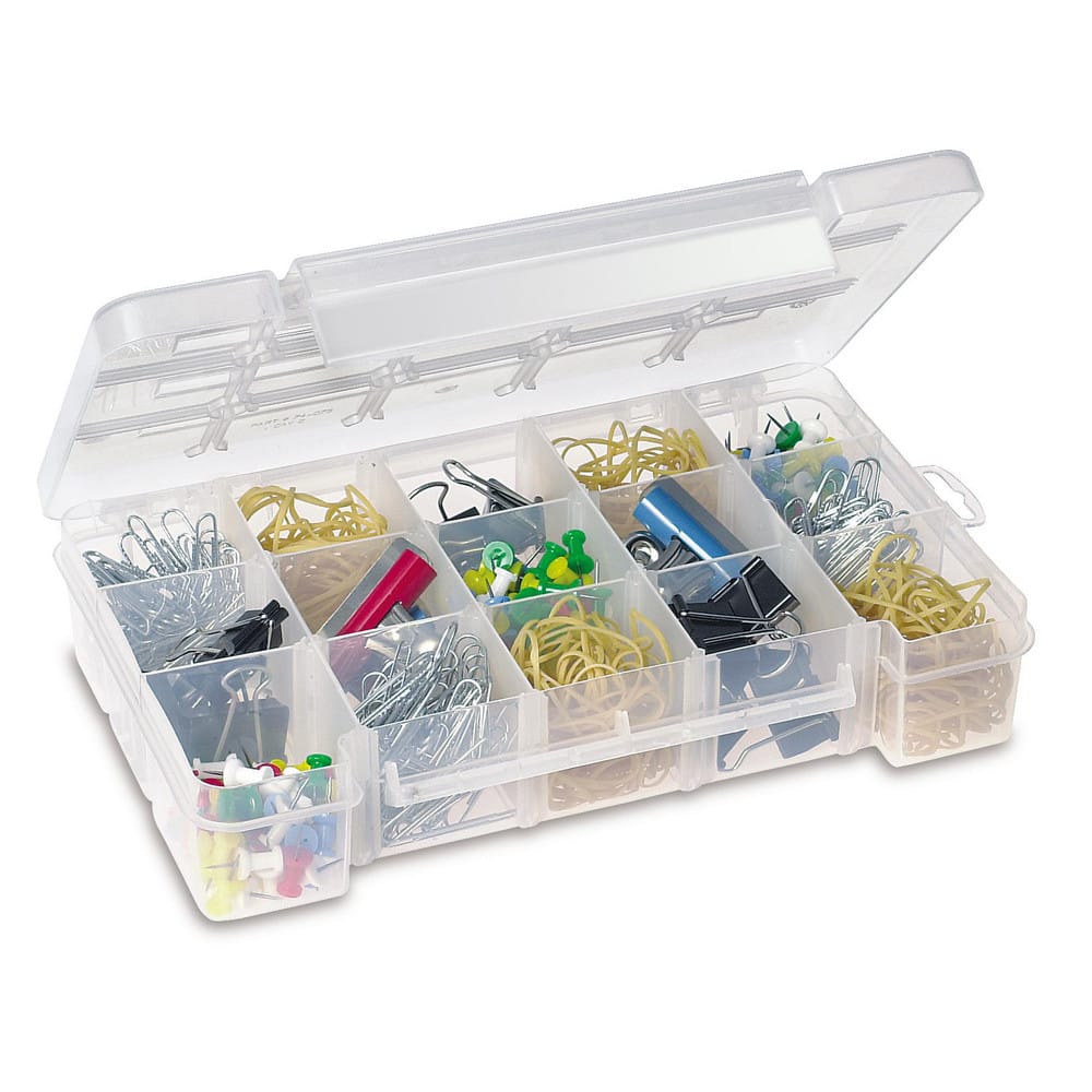 AKRO-MILS 5705 3 to 15 Compartment Clear Small Parts Storage Case 