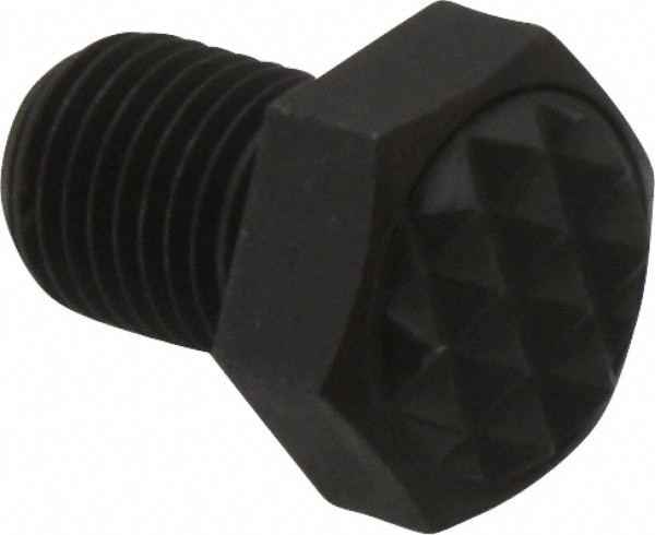 Serrated Tooth, 3/8-24, 1/2" Shank Length, 1/2" Thread Length, Black Oxide Finish, Hex Head, Adjustable Positioning Gripper