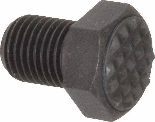 Serrated Tooth, 3/8-24, 1/2" Shank Length, 1/2" Thread Length, Black Oxide Finish, Hex Head, Adjustable Positioning Gripper