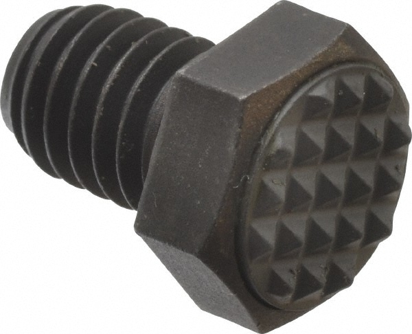 Serrated Tooth, 3/8-16, 1/2" Shank Length, 1/2" Thread Length, Black Oxide Finish, Hex Head, Adjustable Positioning Gripper