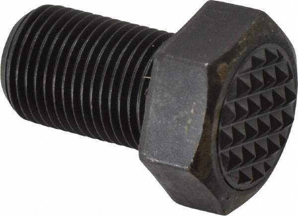 Serrated Tooth, 5/8-18, 1" Shank Length, 1" Thread Length, Black Oxide Finish, Hex Head, Adjustable Positioning Gripper