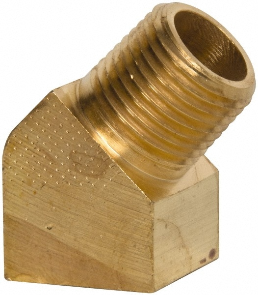 Industrial Pipe 45 ° Street Elbow: 1/2" Female Thread, 1/2" Male Thread, MNPTF x FNPTF