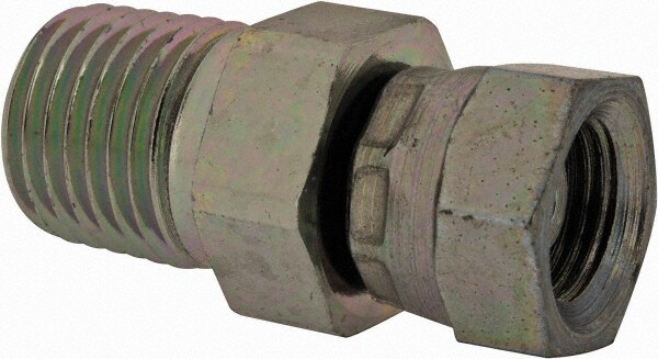 Industrial Pipe Adapter: 1/8-27 Female Thread, 1/4-18 Male Thread, MNPT x FNPSM