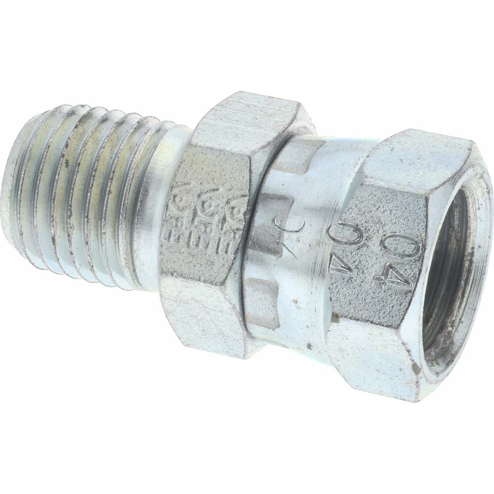 Industrial Pipe Adapter: 1/4-18 Female Thread, 1/4-18 Male Thread, MNPT x FNPSM