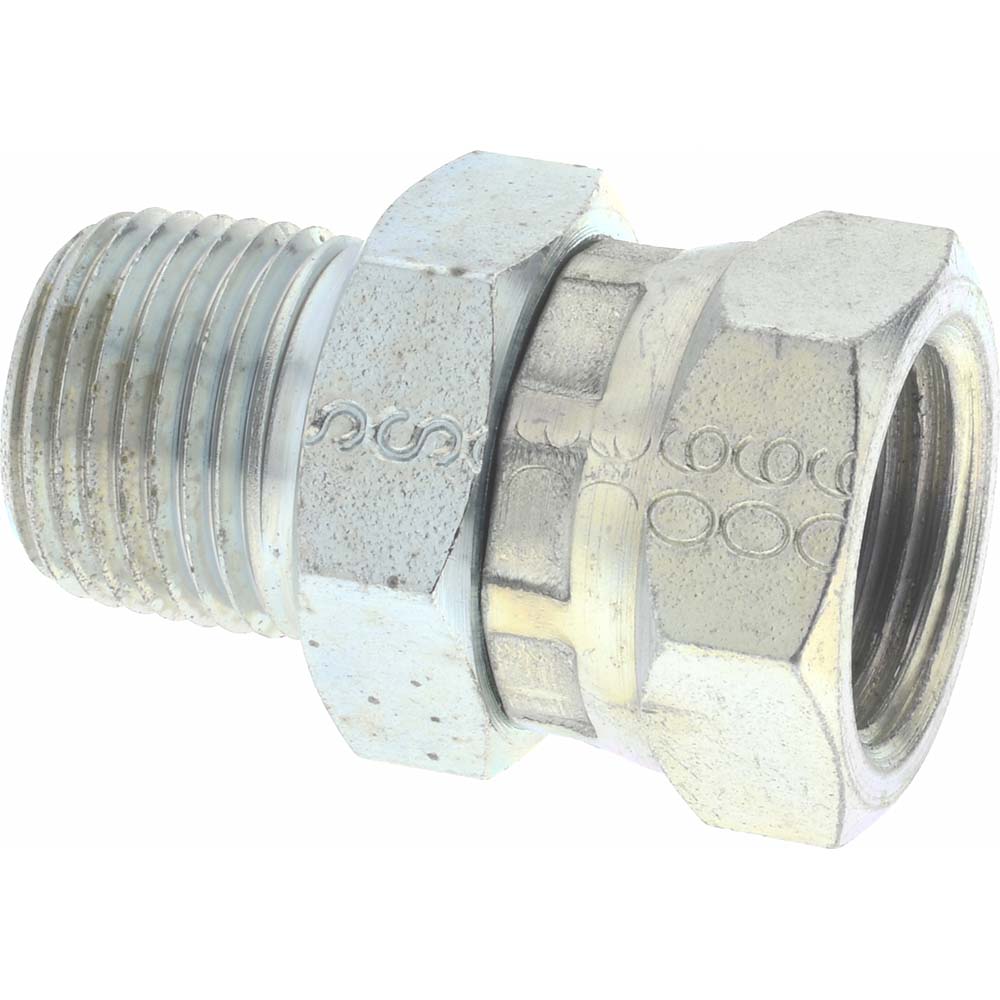 Industrial Pipe Adapter: 3/8-18 Female Thread, 3/8-18 Male Thread, MNPT x FNPSM