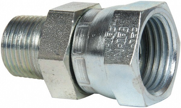 Industrial Pipe Adapter: 1/2-14 Female Thread, 3/8-18 Male Thread, MNPT x FNPSM
