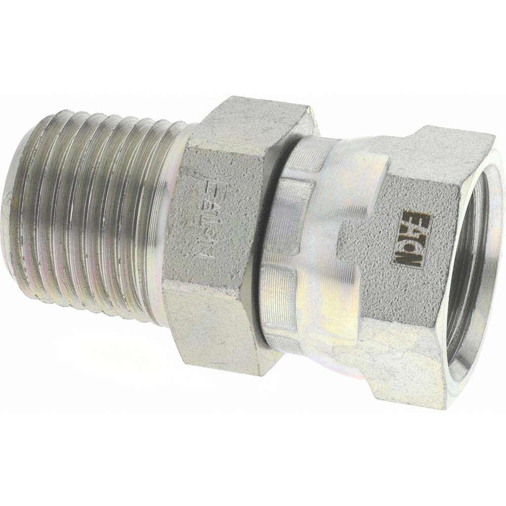 Industrial Pipe Adapter: 1/2-14 Female Thread, 1/2-14 Male Thread, MNPT x FNPSM