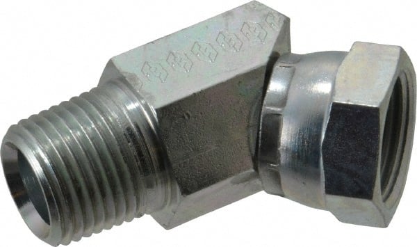 Eaton 2049-8-8S Industrial Pipe 45 ° Elbow Adapter: 1/2-14 Female Thread, 1/2-14 Male Thread, FNPSM x MNPT 