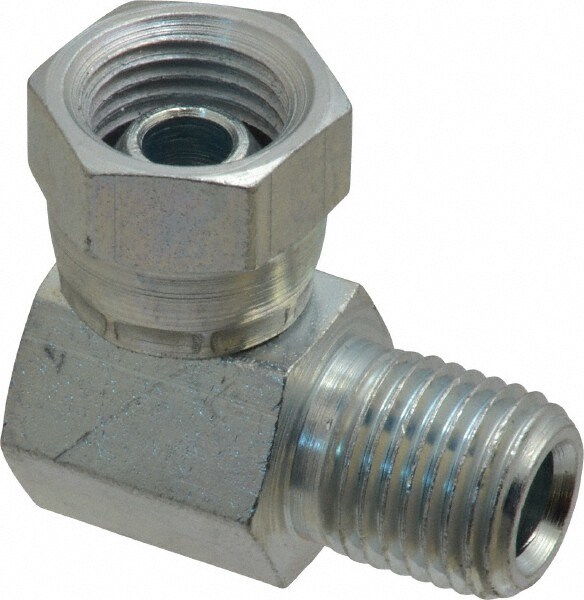 Industrial Pipe 90 ° Elbow Adapter: 1/4-18 Female Thread, 1/4-18 Male Thread, FNPSM x MNPT