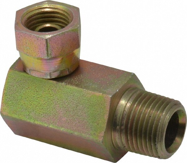 Industrial Pipe 90 ° Elbow Adapter: 1/4-18 Female Thread, 3/8-18 Male Thread, FNPSM x MNPT