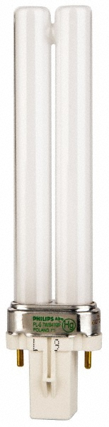 Fluorescent Commercial & Industrial Lamp: 7 Watts, PLS, 2-Pin Base - 4,100 &deg; K Color Temp, 400 Lumens, 82 CRI, 10,000 hr Avg Life