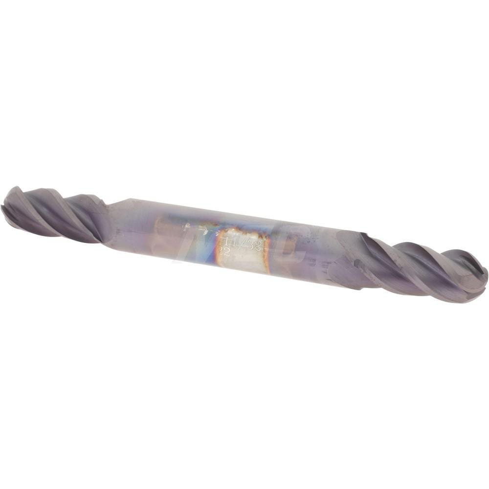 Ball End Mill: 0.3438" Dia, 0.75" LOC, 4 Flute, Solid Carbide