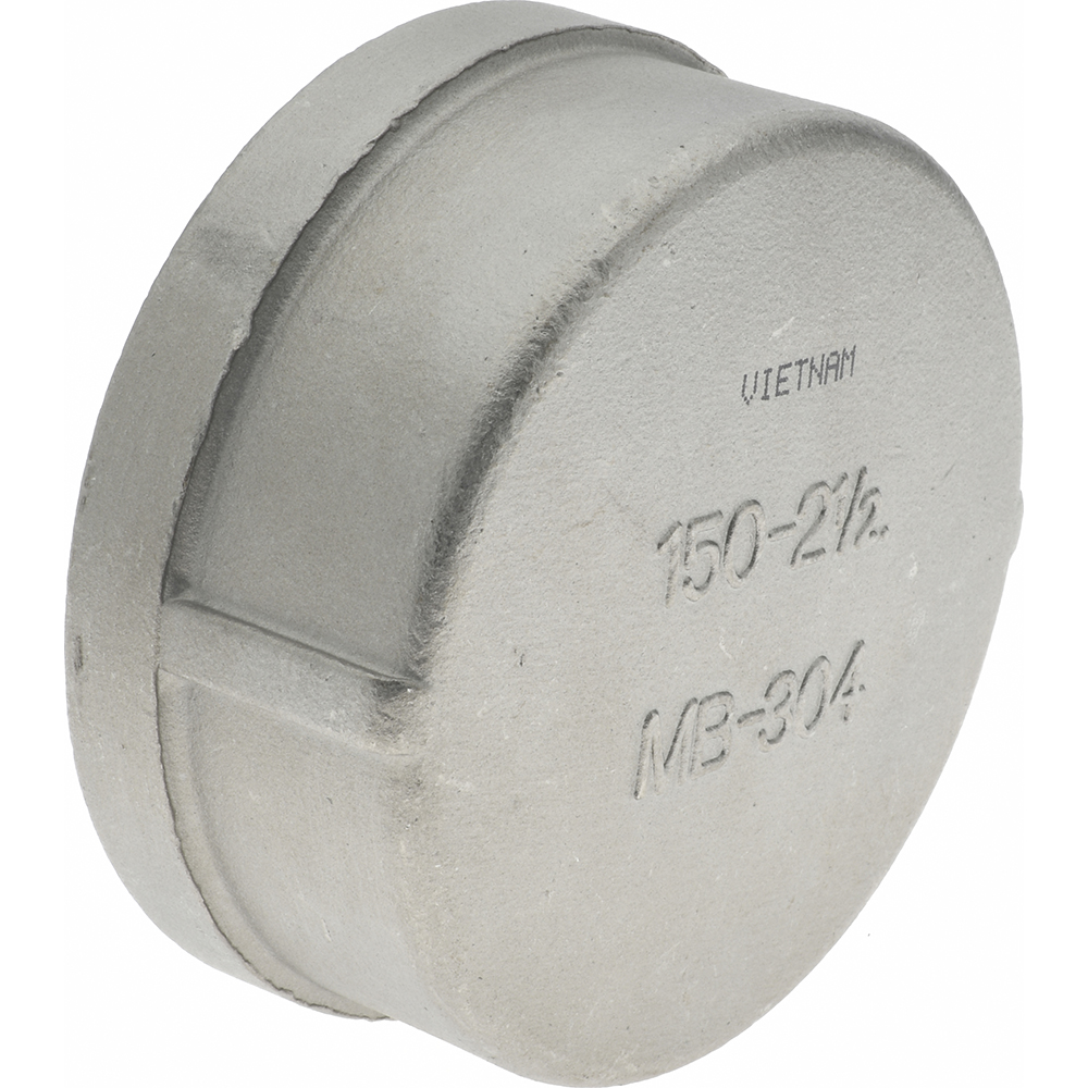 Merit Brass Pipe End Cap 21/2" Fitting, 304 Stainless Steel MSC
