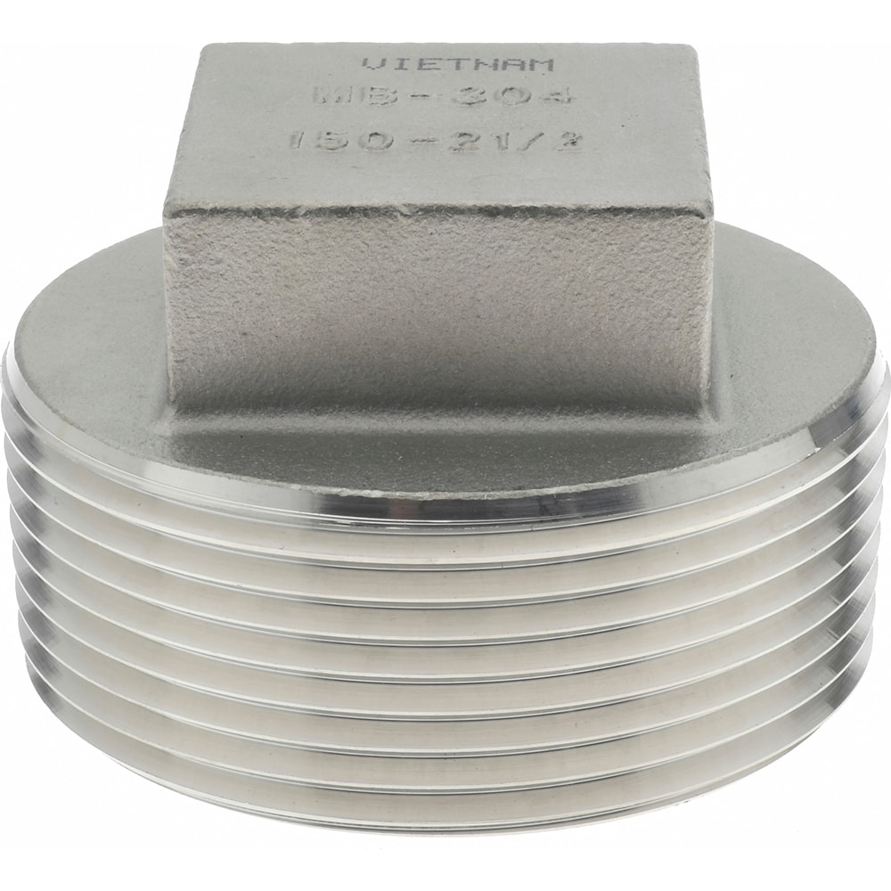 Merit Brass K417-40 Pipe Square Head Plug: 2-1/2" Fitting, 304 Stainless Steel Image