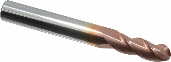 12184356 Ball End Mill: 9/32" Dia, 3/4" LOC, 3 Flute, Solid Carbide  