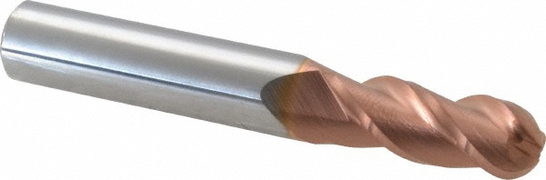 12184368 Ball End Mill: 0.3438" Dia, 0.875" LOC, 3 Flute, Solid Carbide  