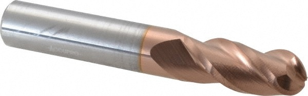 Accupro 12184386 Ball End Mill: 0.4375" Dia, 1" LOC, 3 Flute, Solid Carbide 