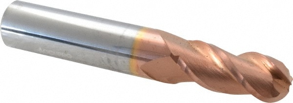 Accupro 12184389 Ball End Mill: 0.4531" Dia, 1" LOC, 3 Flute, Solid Carbide 