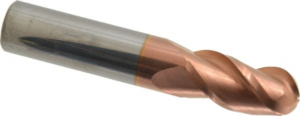 Accupro 12184404 Ball End Mill: 0.625" Dia, 1.25" LOC, 3 Flute, Solid Carbide 