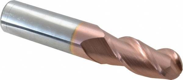 Ball End Mill: 0.6875" Dia, 1.5" LOC, 3 Flute, Solid Carbide