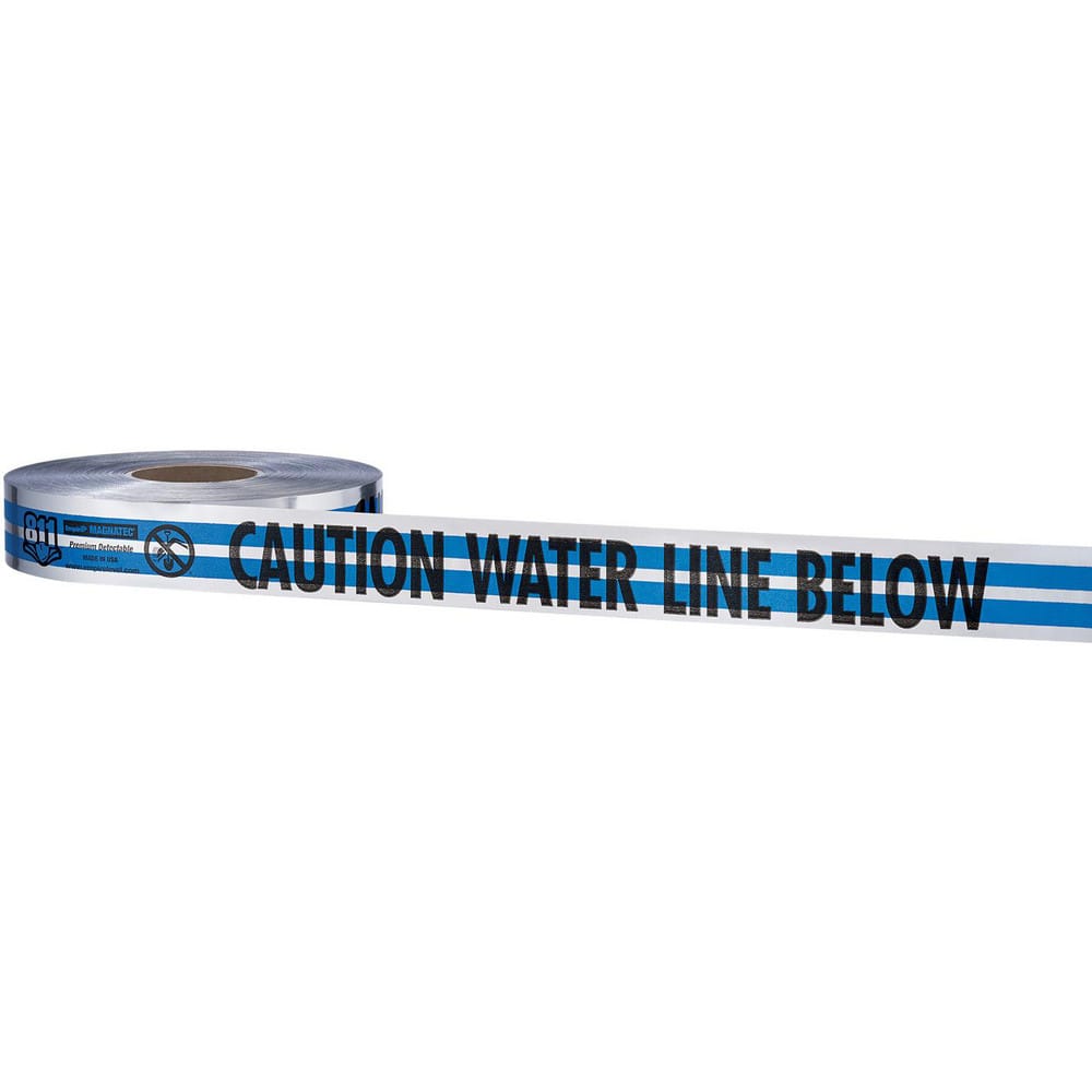 Underground Utility Marking Tape; Tape Type: Detectable ; APWA Color Meaning: Sewers & Drain Lines ; Legend Color: Blue ; Legend: CAUTION WATER LINE BELOW ; Roll Width: 3in ; Roll Length (Feet): 1000.00