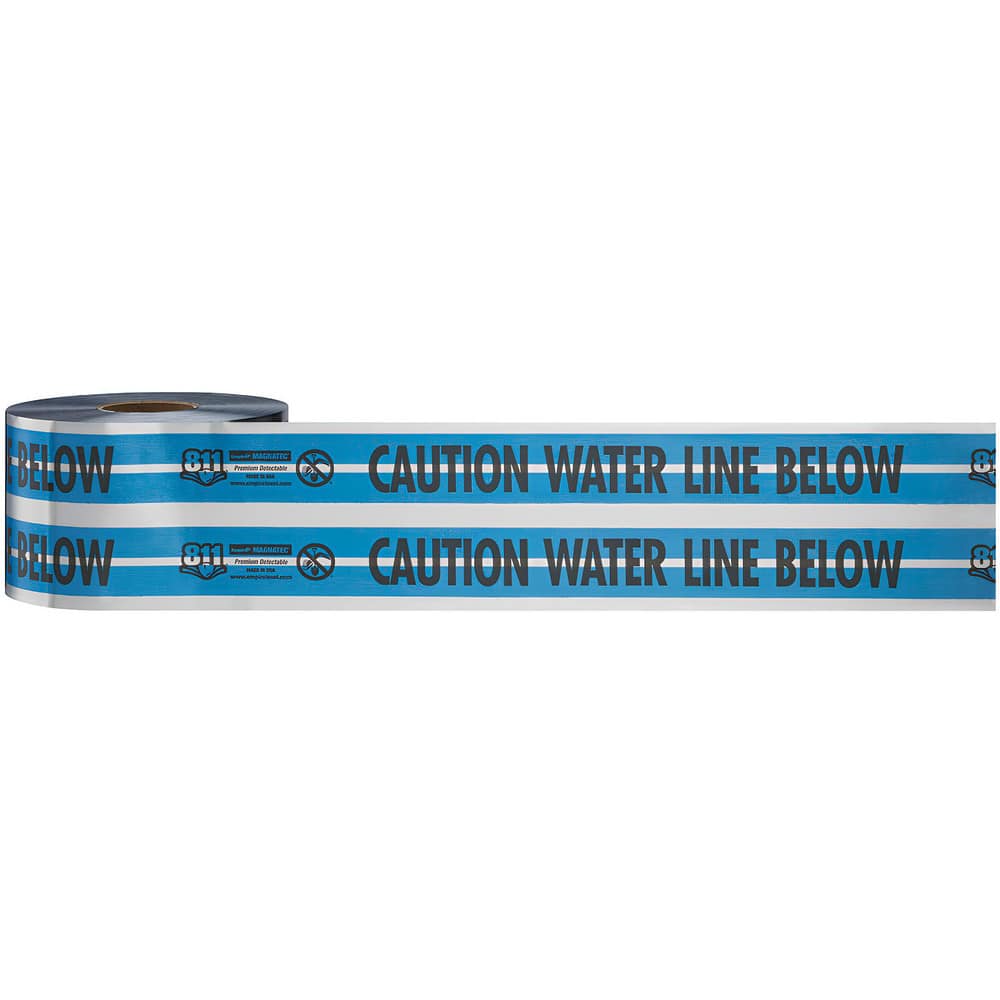 Underground Utility Marking Tape; Tape Type: Detectable ; APWA Color Meaning: Sewers & Drain Lines ; Legend Color: Blue ; Legend: CAUTION WATER LINE BELOW ; Roll Width: 6in ; Roll Length (Feet): 1000.00