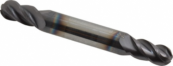 12185372 Ball End Mill: 9/32" Dia, 1/2" LOC, 4 Flute, Solid Carbide  