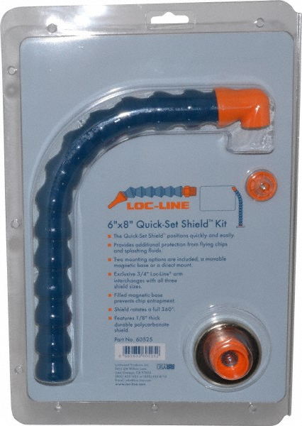 Base & Shield: Polycarbonate, 6" Wide, 8" Long, 1/8" Thick - 14" Arm Reach, Magnetic & Bracket Base