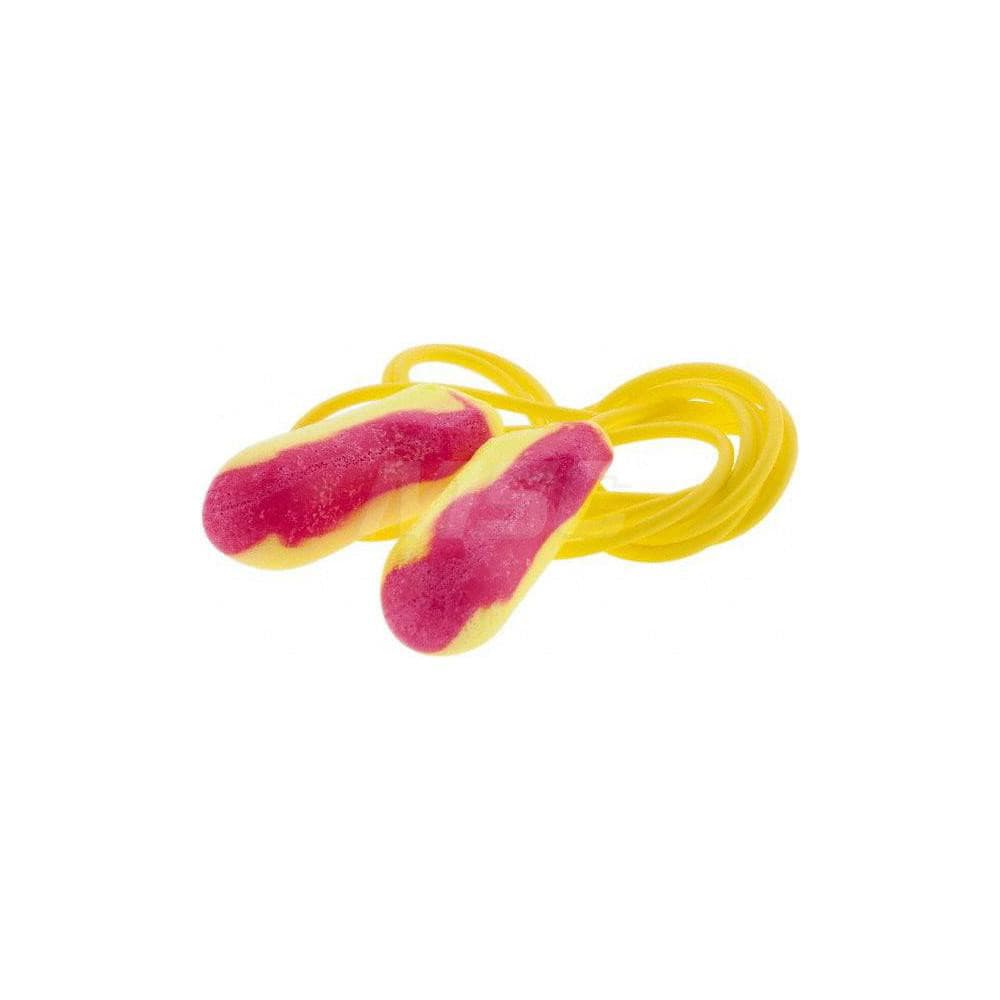 red and yellow crded earplugs