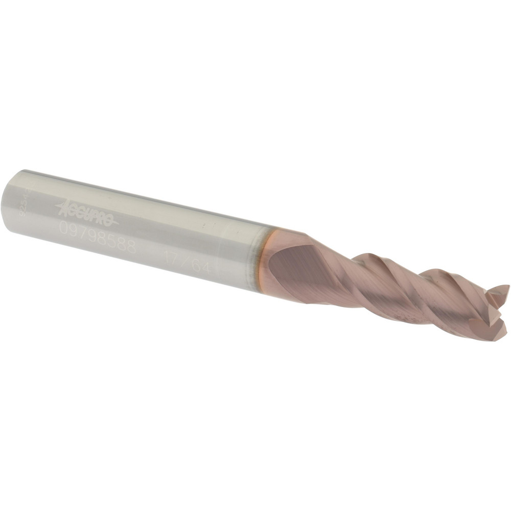 12181972 Square End Mill: 17/64 Dia, 3/4 LOC, 5/16 Shank Dia, 2-1/2 OAL, 3 Flutes, Solid Carbide  