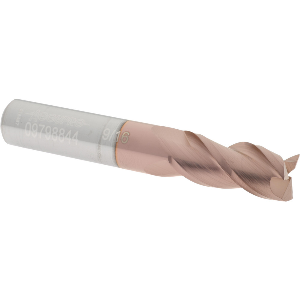12182089 Square End Mill: 9/16 Dia, 1-1/4 LOC, 9/16 Shank Dia, 3-1/2 OAL, 3 Flutes, Solid Carbide  
