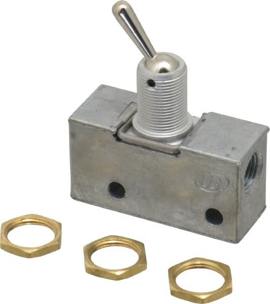 Mechanically Operated Valve: 3-Way, Retained Toggle Actuator, 1/8" Inlet, 2 Position