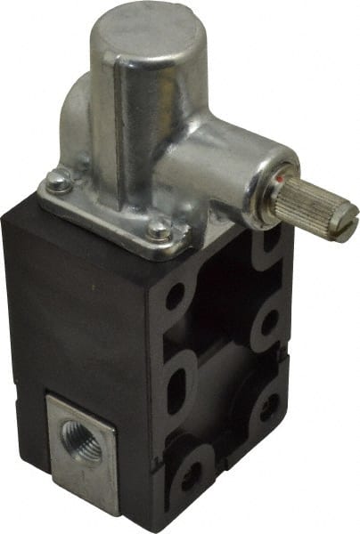 Mechanically Operated Valve: 3-Way, Clockwise & CounterClockwise Actuator, 1/8" Inlet, 2 Position