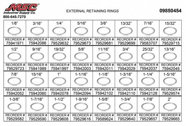 Value Collection 665 Piece 18 To 2 Spring Assortment Steel Snap External Retaining Ring 