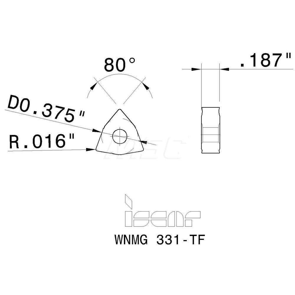 Iscar Turning Insert WNMG331TF IC907, Carbide MSC Industrial
