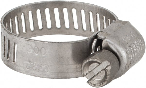 Worm Gear Clamp: SAE 6, 5/16 to 7/8" Dia, Stainless Steel Band