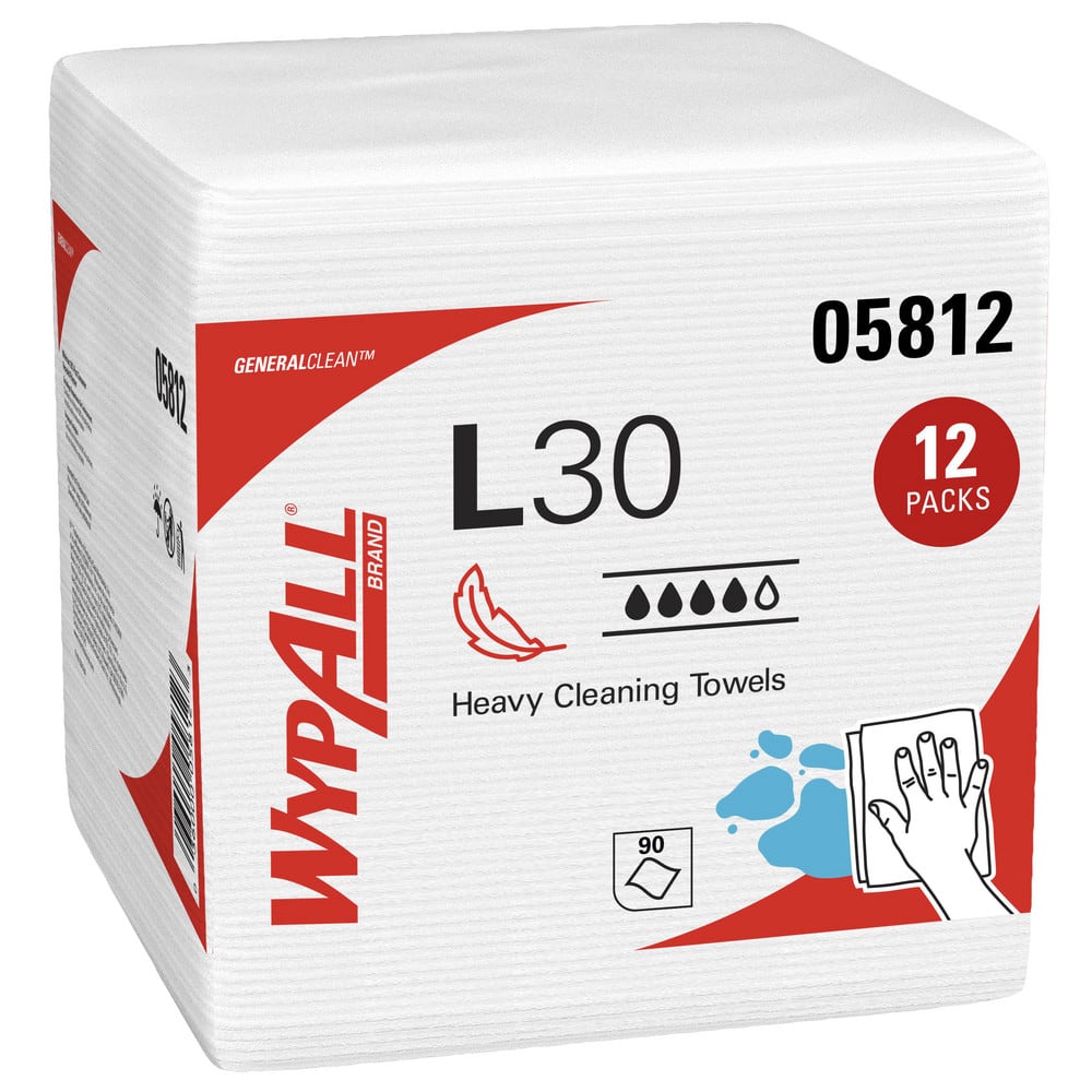 WypAll L30 DRC Towels (05812), Strong and Soft Wipes, White